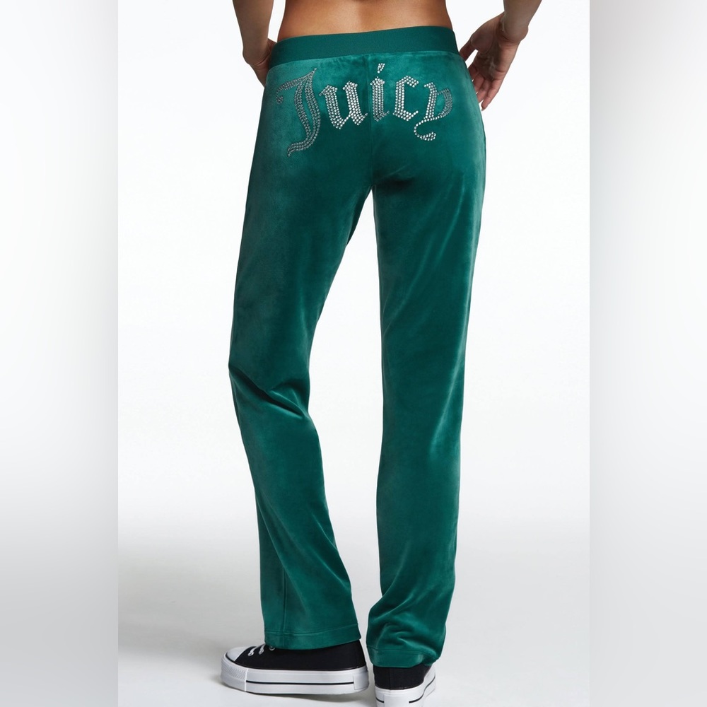 Emerald Green Juicy Couture Women’s OG Bling Velour Track Pants